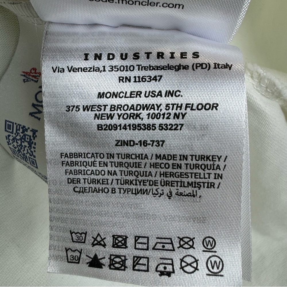 Moncler Men's Short Sleeve 3D Velvet Logo T-Shirt Off White Spell Out Crew Neck - Picture 13 of 16
